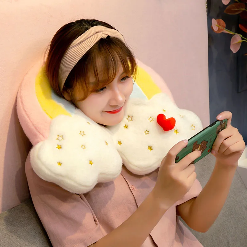 Cute Rainbow Cloud  Sun Star Throw Pillow Cushion Rainbow Plush Toy Kids Bedroom Decoration Toy Pillow Sofa Cushion