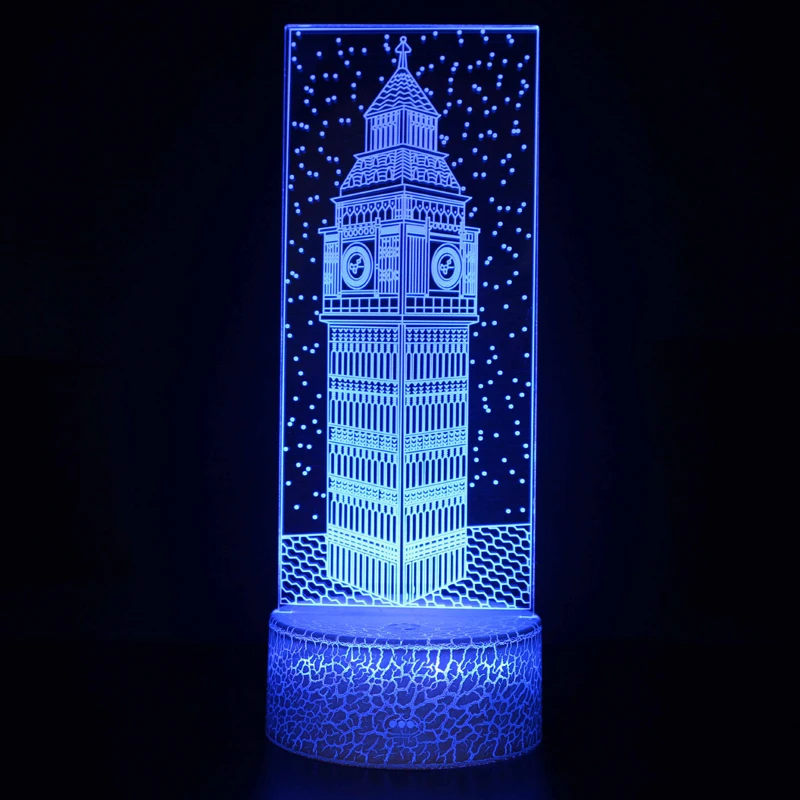 Acrylic 3D Illusion Table Lamp World Building Eiffel Tower For Home Room Decor 7 Color Changing LED Night Lights Holiday Gift