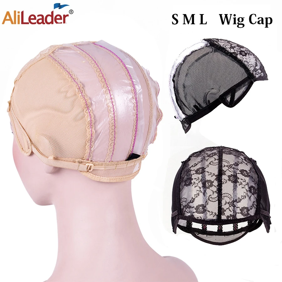 Alileader Cheap Adjustable Wig Caps S/M/L 1Pcs Base Cap Black Weaving Wig Tool Glueless Lace Wig Caps Weave Cap For Making A Wig