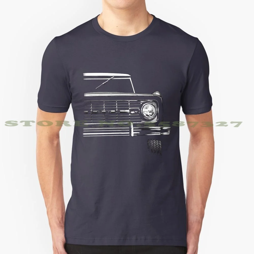 Bronco , Black Shirt 100% Pure Cotton T-Shirt Vintage Bronco Truck Vehicle 1928 Model Black And White Hot Custom Street Car