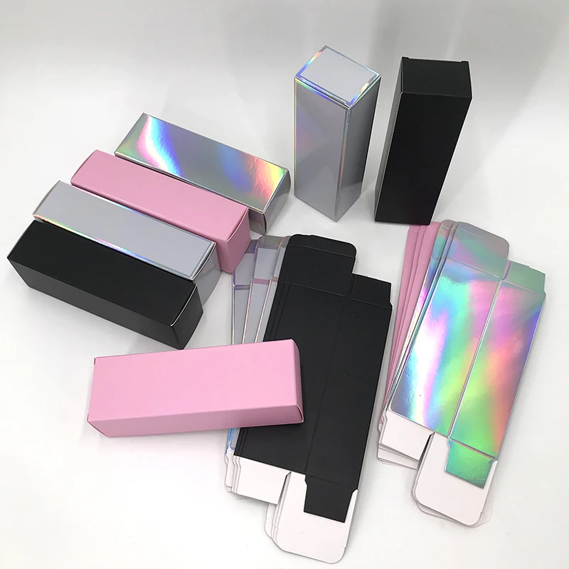 Custom Paper Box For Lash Shampoo Package Empty Holographic Pink Eyelashes Foam Boxes