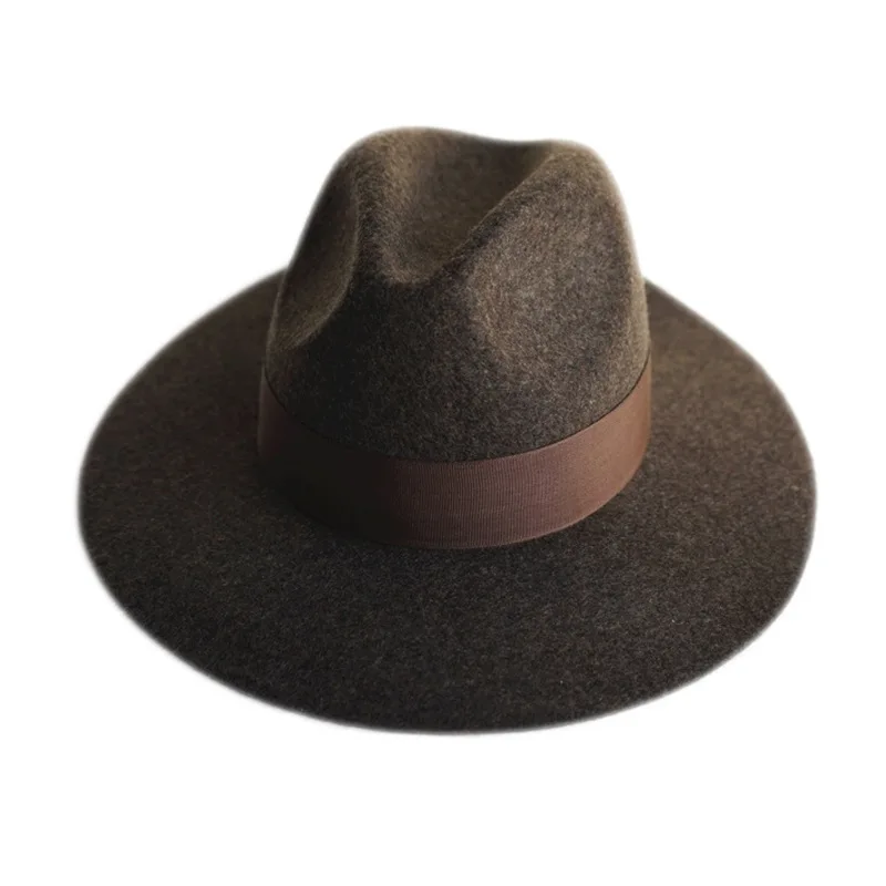 Korean Fashion Brown Panama Jazz Wool Hats For Men Women Caps Fall Winter British High-quality Retro Felt Hat Designer Style