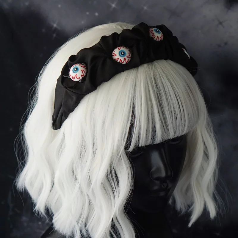 Halloween Gothic Hair Hoop Cosplay Anime Devil Eyes Accessories Fashion Black Handmade Headband Costumes Prop