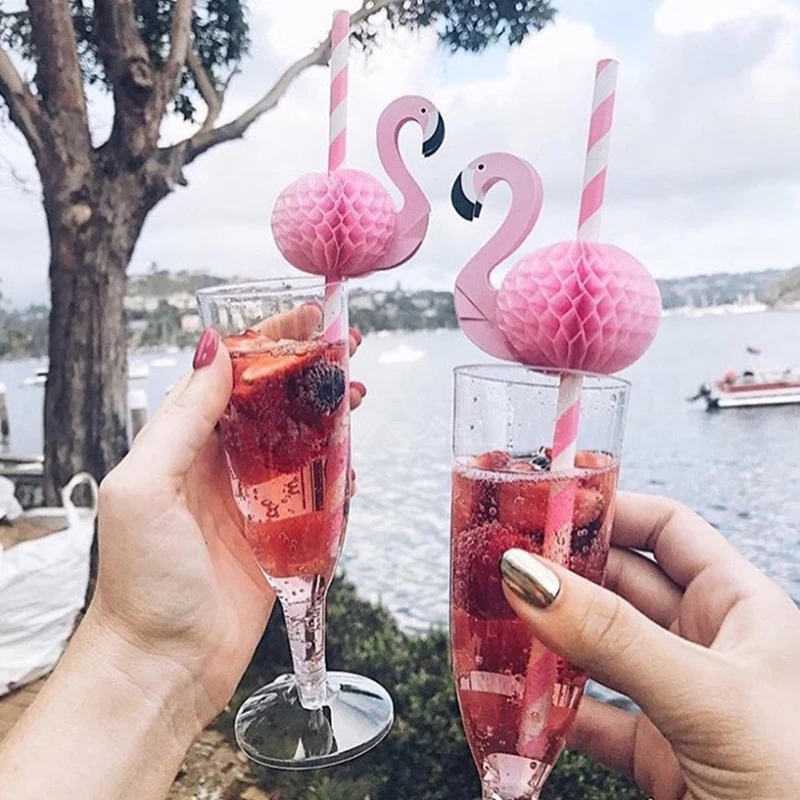 

25PCS 3D Flamingo Pink Jungle Paper Drinking Straws Summer pool Straw Birthday Wedding Party Decorations Adult Flamingo Straws