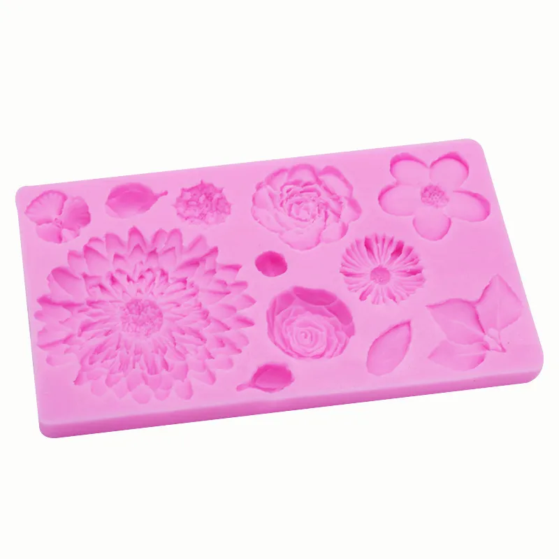 Chrysanthemums Mold Flowers Silicone Moulds 3D Jelly Cake Molds Sunflower Cake Wedding Decoration Kitchen Tools