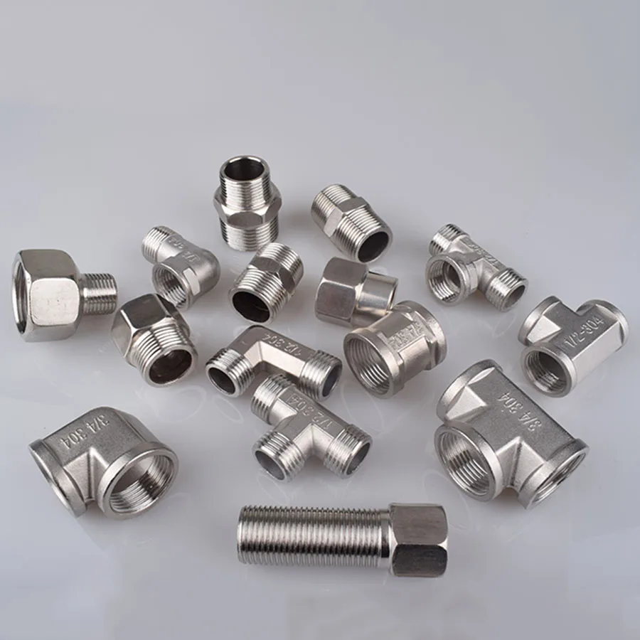 1PCS 1/2 3/4 BSP Female Male Thread Tee Type Reducing Stainless steel Elbow Butt joint adapter Adapter Coupler Plumbing Fittings