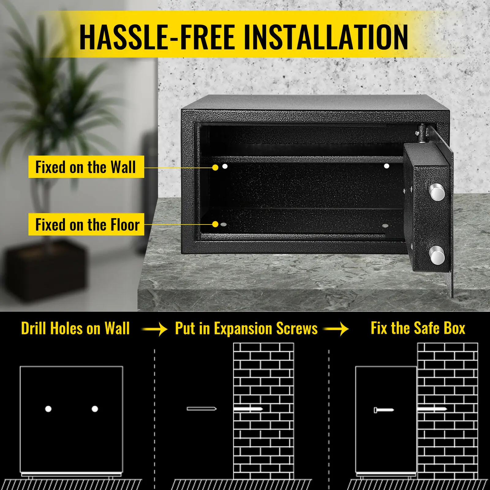 Vevor 34L Verborgen Beveiliging Geld Opslaan Collectie Componenten Home Hotel Digitale Toetsenbord Elektronische Code Lock Storting Kluis