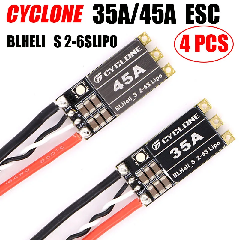 4PCS CYCLONE 35A/45A BLHeli_S ESC Supporting 2-6S Lipo Power Supply for RC FPV Quadcopter Airplanes Drone