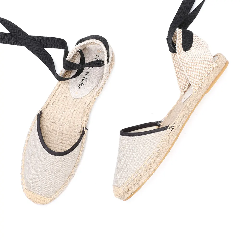 2021 Casual Sandals Special Offer Hemp T-strap Flat With Open Sapato Feminino Sapatos Mulher Womens Espadrilles Shoes 