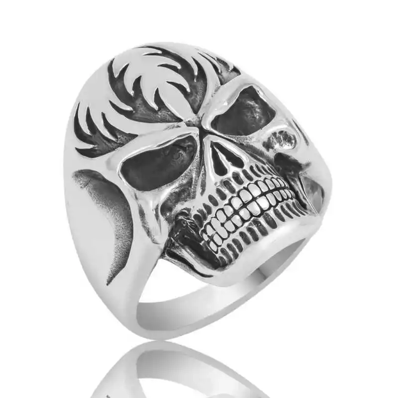 Silver Skull Men's Ring - 925 Sterling Men's Jewelry Wedding Birthday Gift - Box - For Men - Fashion - Botiva - Size - Turkish - Patterned Embroidery