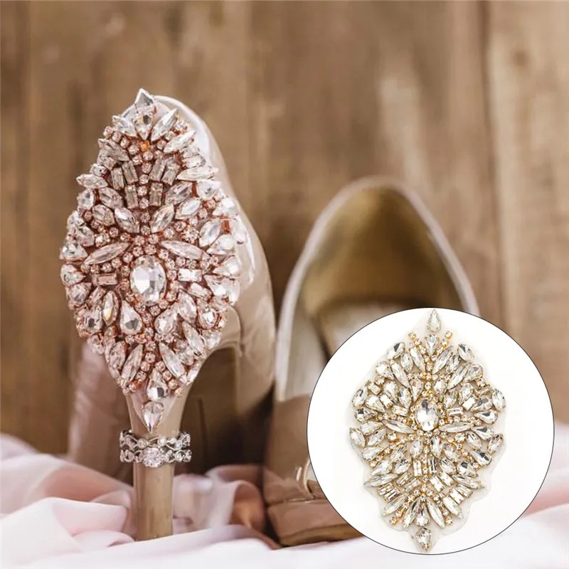 

Rhinstone Shoe Applique Crystal Beading Handmade DIY Bridal Belts For Wedding Dress Prom Evening Dress Decoration