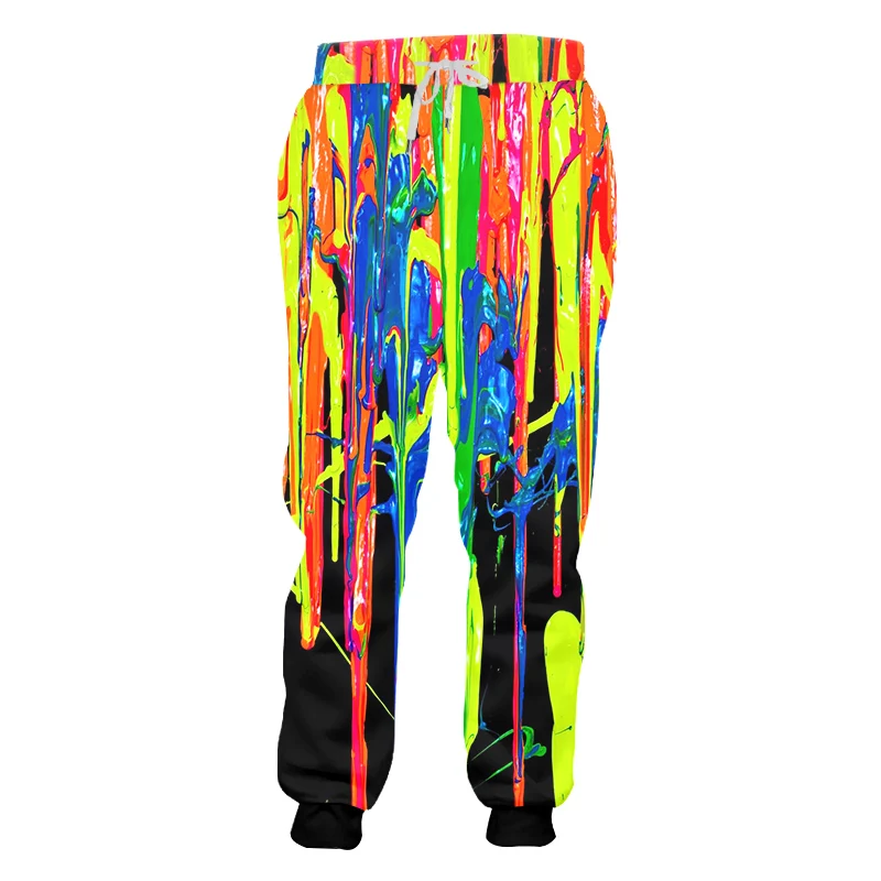 Men's Casual Social Pants Ring Print Colorful Smoke Gradient Pants Zipper Elastic Waist Suit Male Pants Trousers Men's Clothing