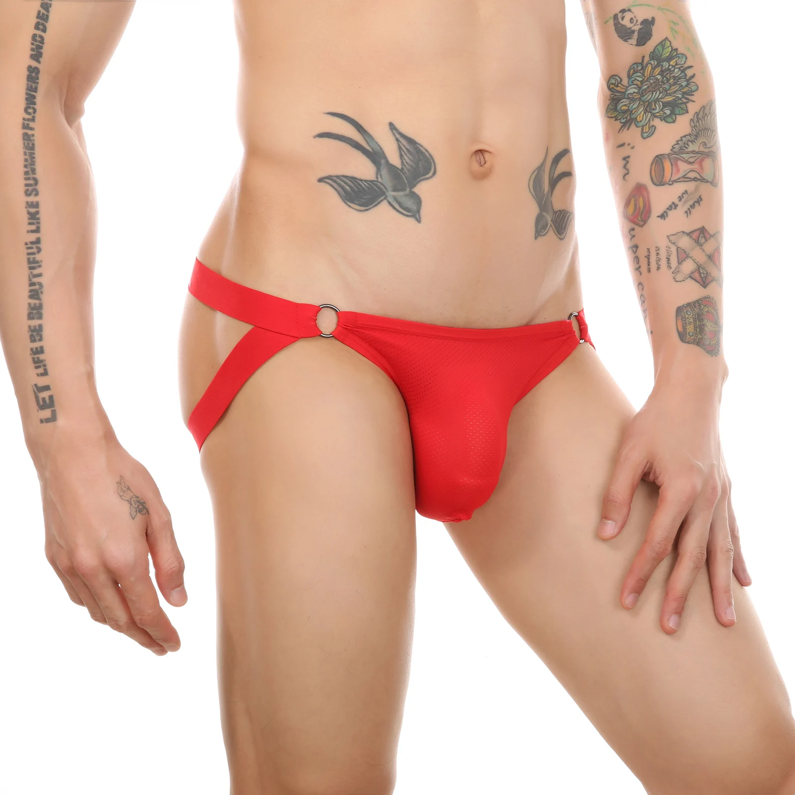 CLEVER MENMODE Roupa Interior Sexy para Homens, Tanga Jockstrap Lingerie, G String, Calcinha Bolsa Pênis, Cuecas Malha, Anel De Metal Oco