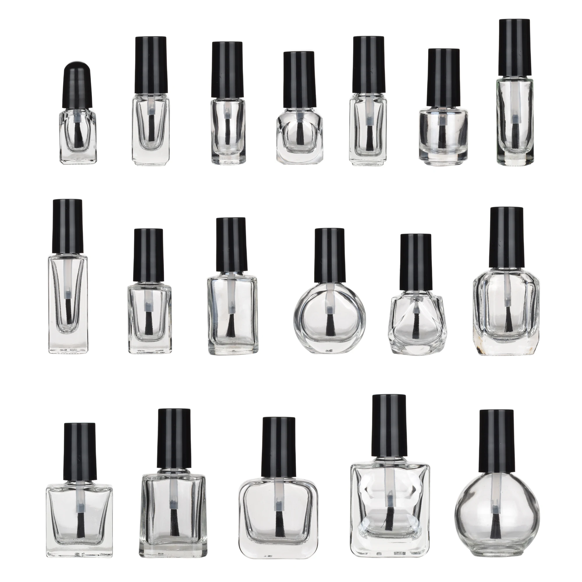 

10pcs/lot 3ml 5ml 10ml 15ml Empty Nail Polish Bottles with Brush Nail Oil Glass Containers