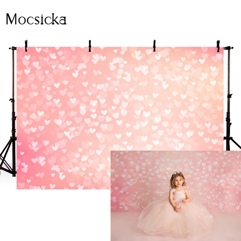 Mocsicka Child Portrait Photography Background Pink Bling Decoration Baby Shower Photo Backdrops Custom Poster Banner