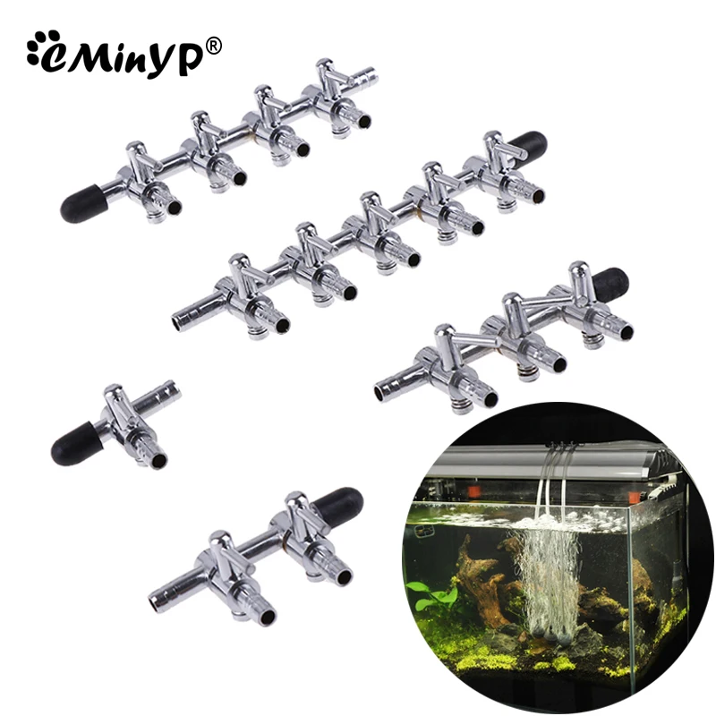 Aquarium Air Flow Control Lever Valve Distributor Splitter Oxygen Pump Accessories Fish Tank Stainless Steel Air Valve 1To5 Way