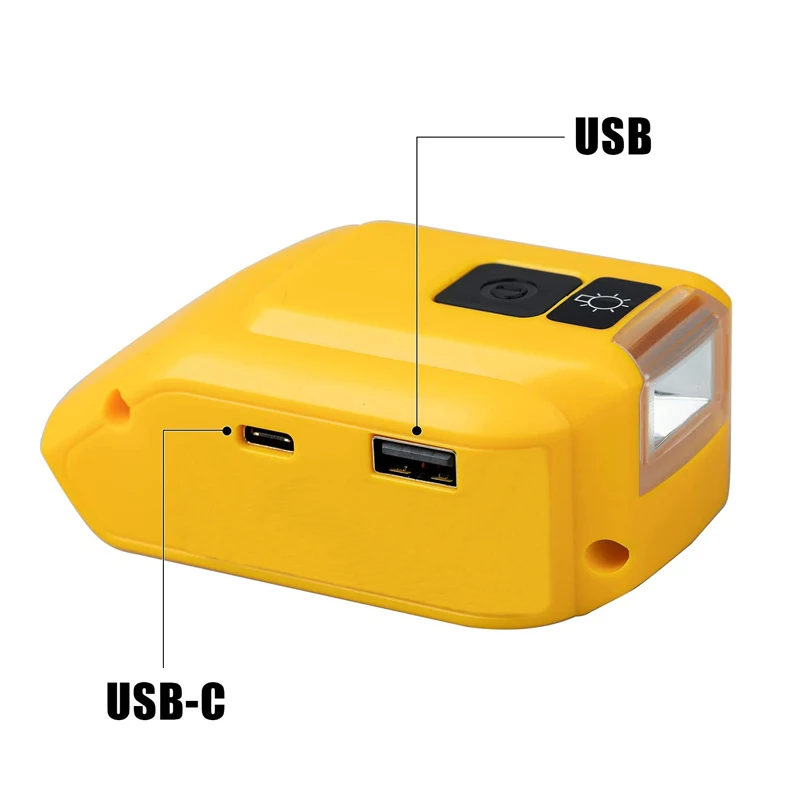 DCB090 Battery Adapter For Dewalt 18V 20v max Battery USB Charger Adaptor with LED Work Light Power Source Power Station Supply