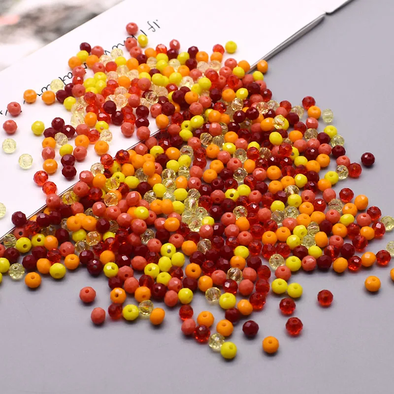 Mixed Color New 4mm Rondell Faceted Crystal Glass Beads Loose Spacer Beads for Jewelry Making DIY Bracelet