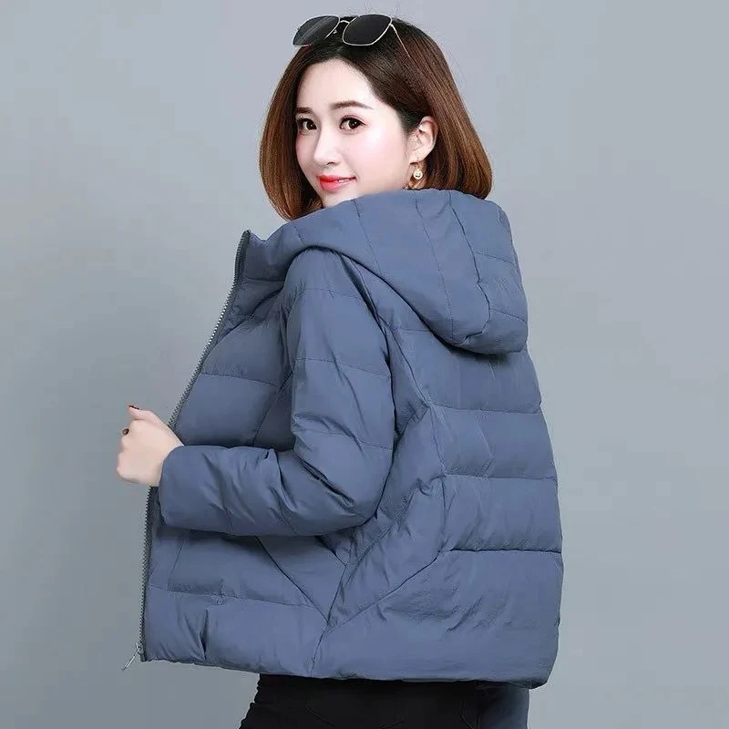 Winter Coats Women\'s Short 2023 New Lightweight Cotton Jackets Loose Outwear  Down Jacket Female Hooded женская куртка