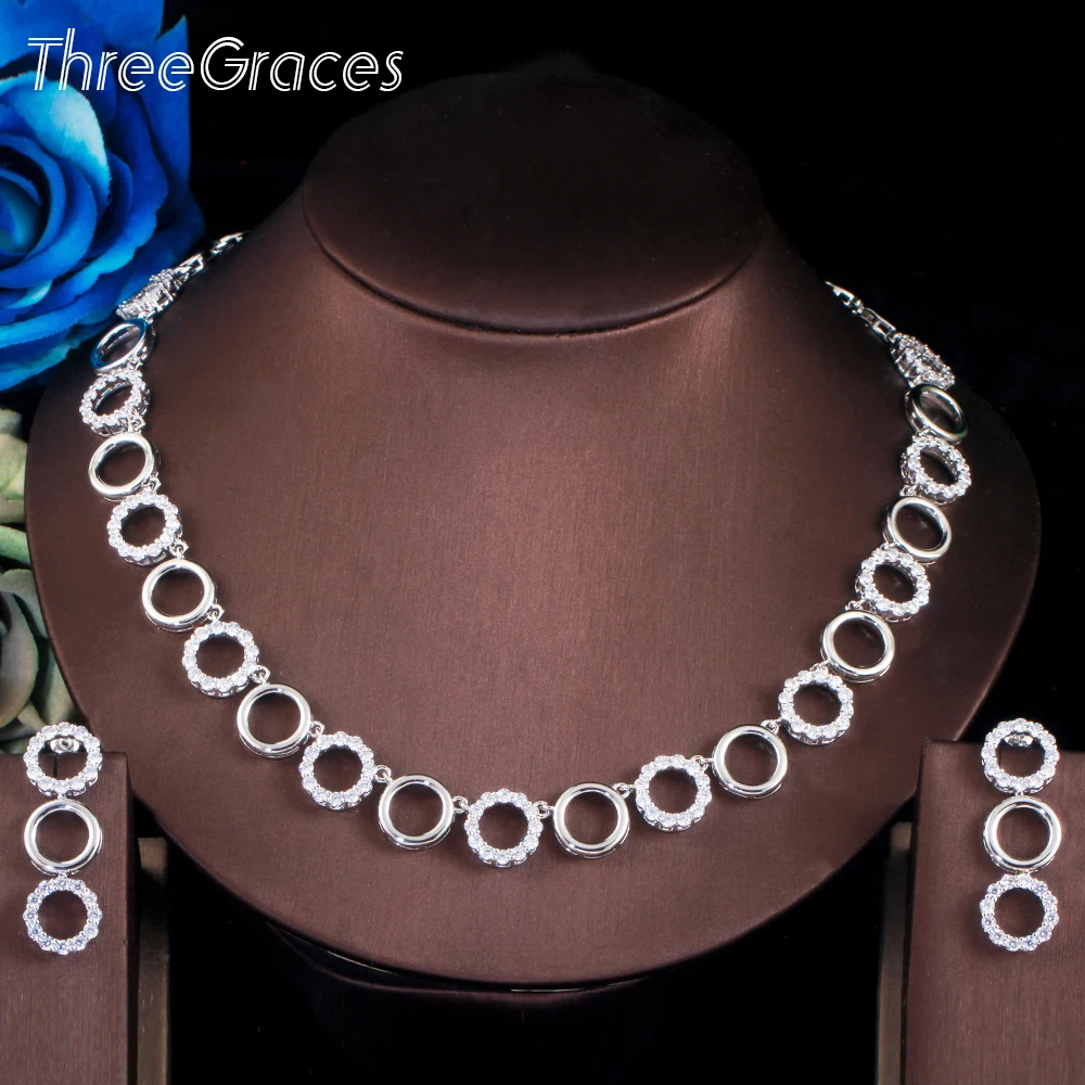 

Колье-чокер ThreeGraces круглой формы, на свадьбу, Блестящий Кристалл CZ год, ювелирные изделия для выпускного вечера, TZ595