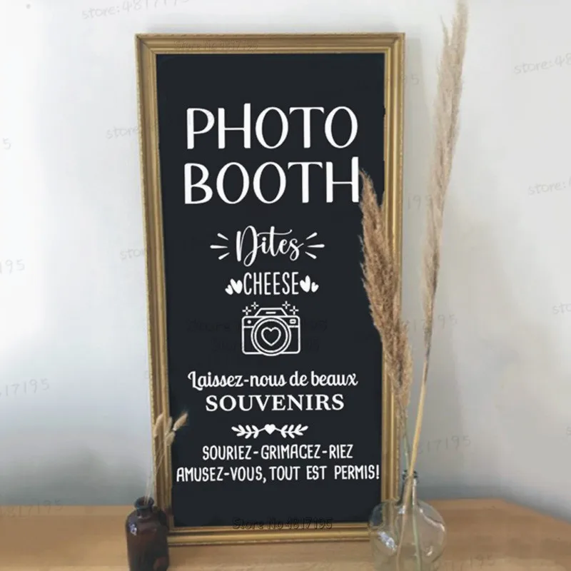 Photobooth znak tablica winylowa naklejki pamiątki zdjęcia naklejki ślubna dekoracja urodzinowa francuskie Mariage malowidła ścienne sztuka