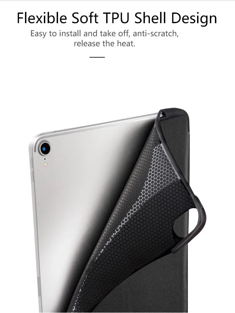 Capa inteligente para ipad pro 11 2018, capa com suporte de caneta, tpu macio, 11 polegadas, 2018