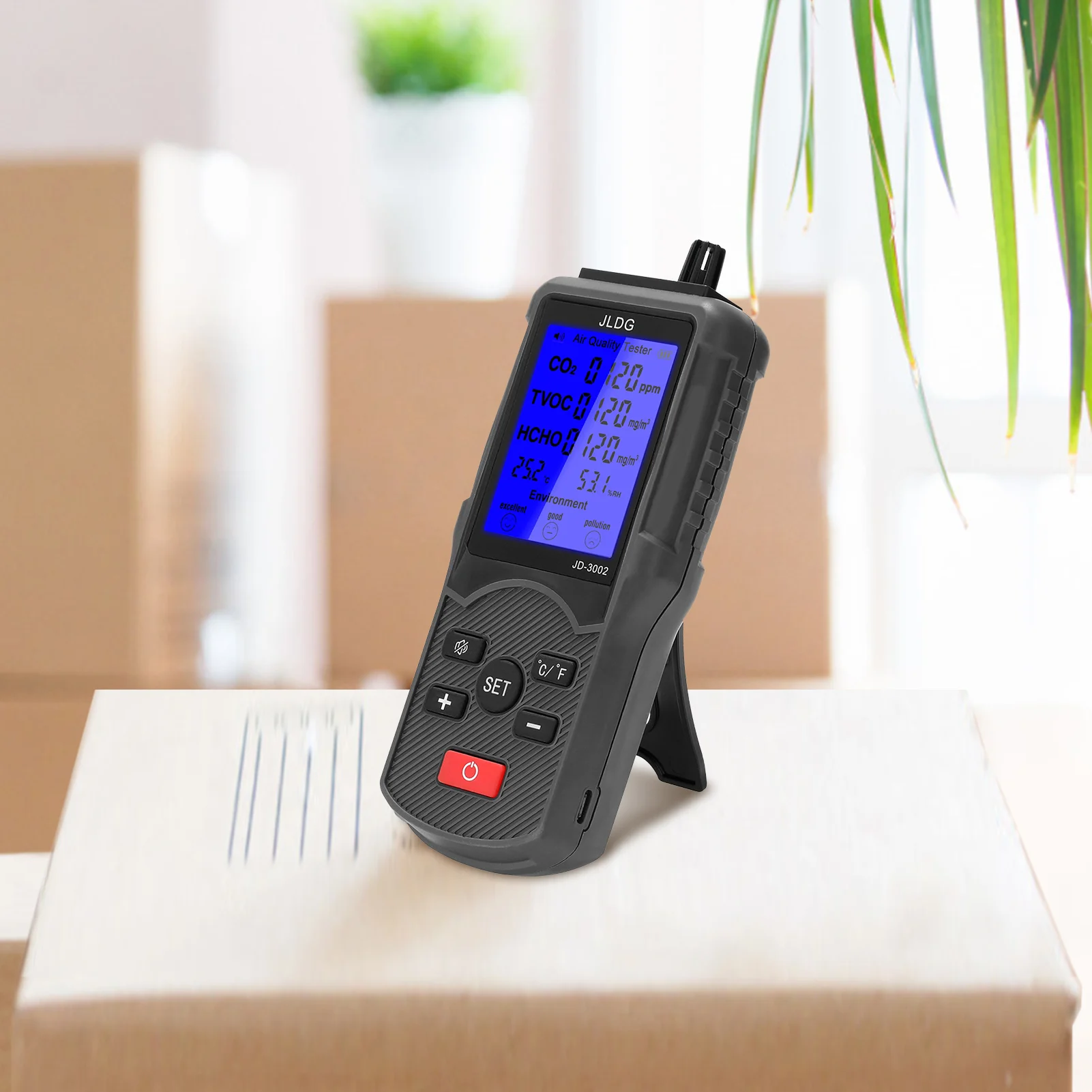 CO2 Detektor Luft Qualität Detektor Intelligente Luft Detektor Temperatur Und Feuchtigkeit Tester HCHO TVOC Monitor Mit Box Set