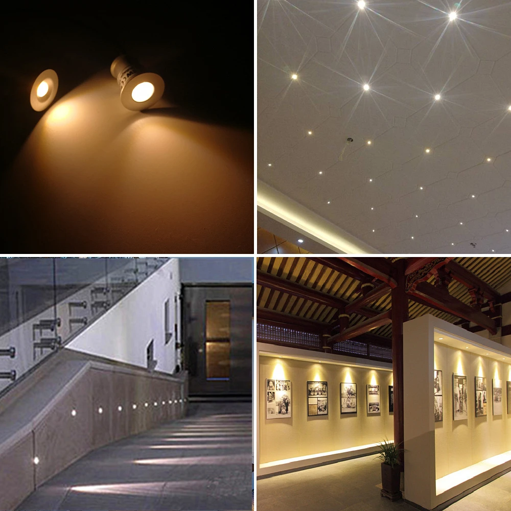 12V Mini Indoor LED Spot Light Downlight Dimmable Recessed Ceiling Stair Light With Remote Controller 1W Showcase Cabinet Lights