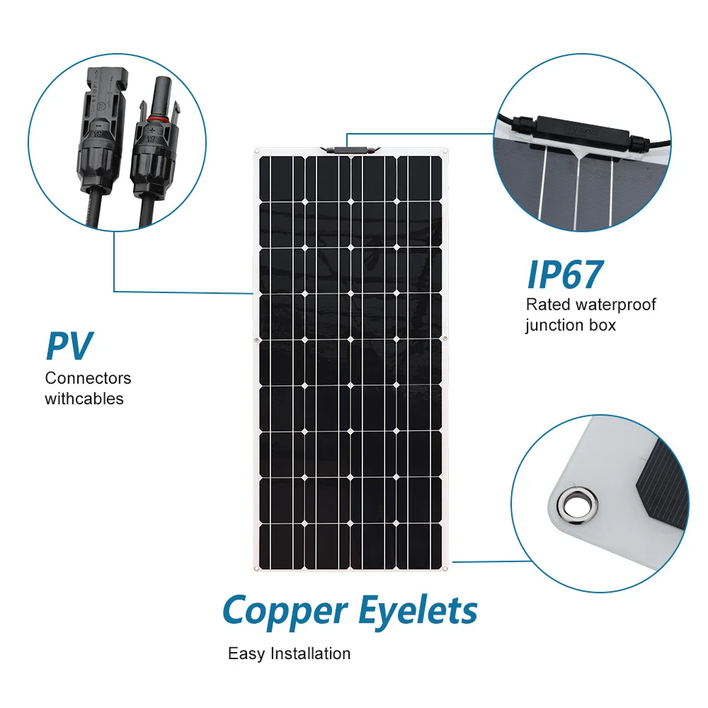 Solar Panel Panel słoneczny 120w 18V elastyczny lub szklany monokrystaliczny ładowarka solarna Off Grid na akumulator 12V RV przyczepa przyczepa