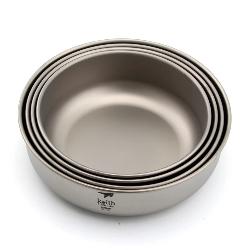 Keith Sets Titanium Bowls Outdoor Camping Picnic Tableware Ultralekka przenośna miska kempingowa 600ml 700ml 800ml 900ml Ti5376