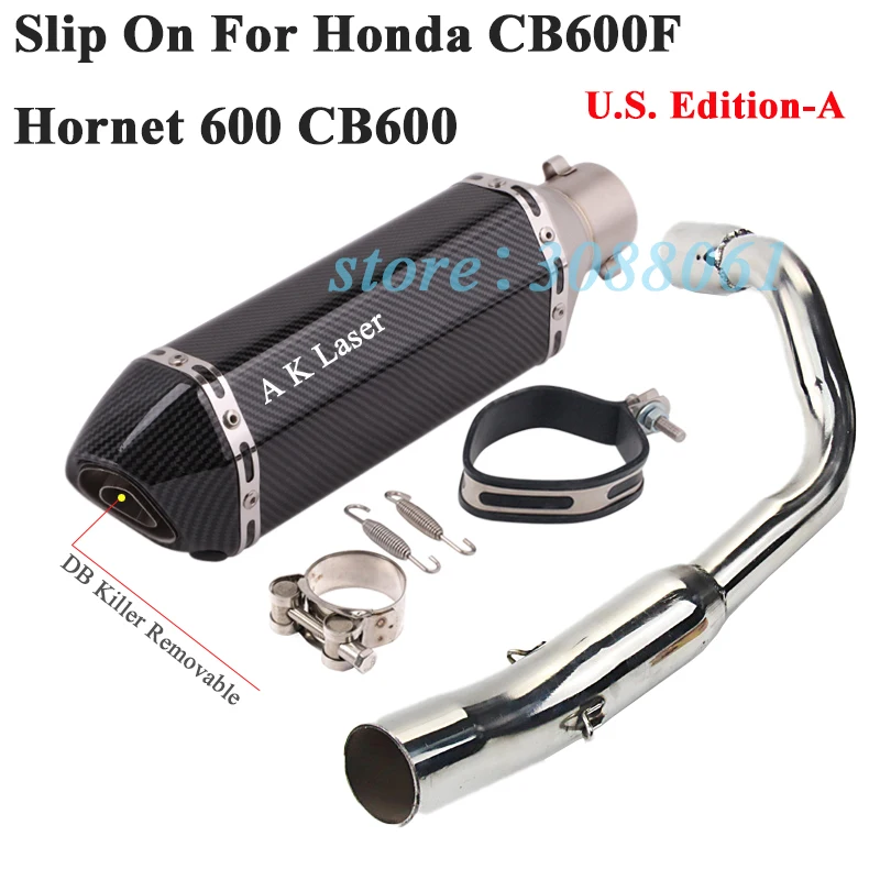 Slip On For Honda CB600F Hornet 600 CB600 Motorcycle Full Exhaust Escape Modified Middle Link Pipe Muffler DB Killer Removable