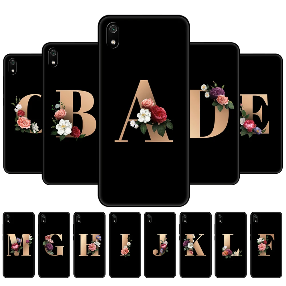 For xiaomi redmi 7a case soft silicon phone cover for redmi 7 a bumper hongmi 7a back black tpu case Funny Custom name Letter