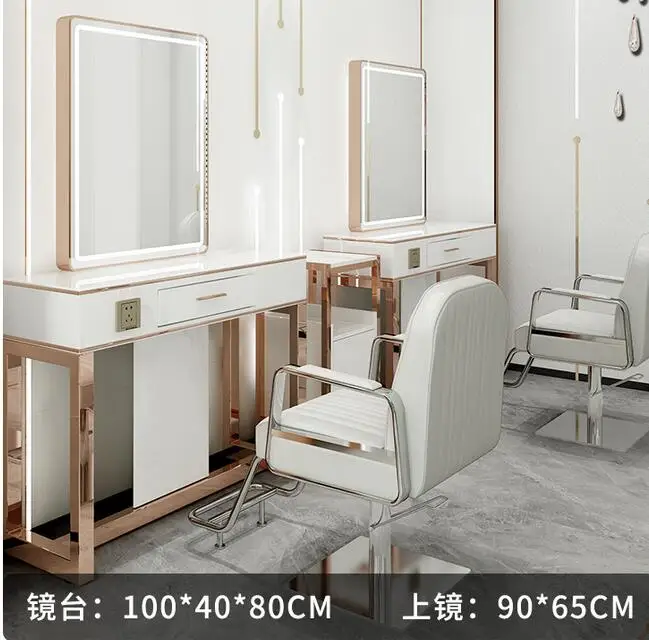 Web celebrity barbershop mirror table with light hairdresser mirror cabinet integrated hair salon special ironing