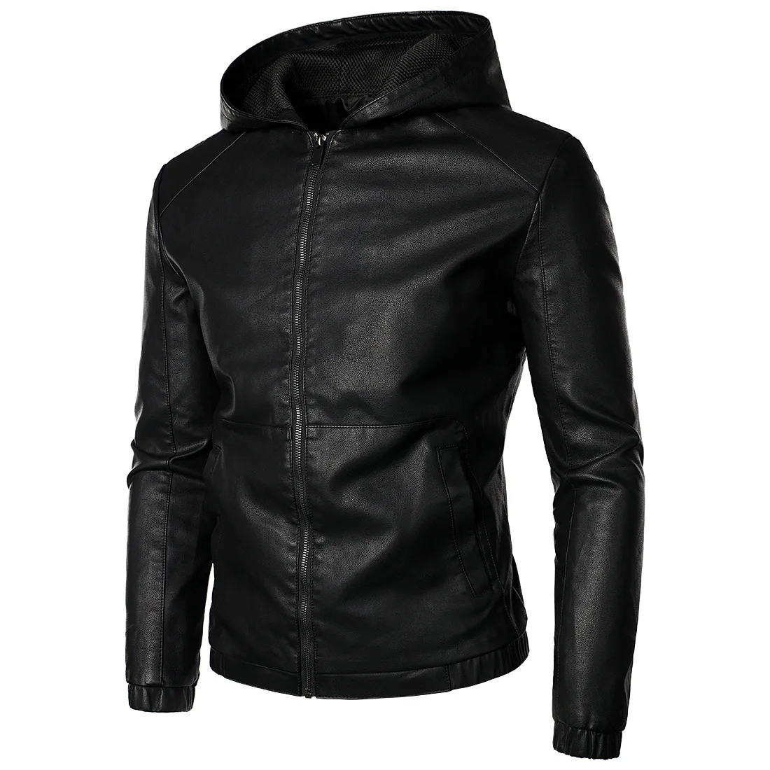 

New Autumn Fashion Motorcycle Leather Jackets Hooded Learher Jacket Men's Slim Washed Faux Leather Jacket