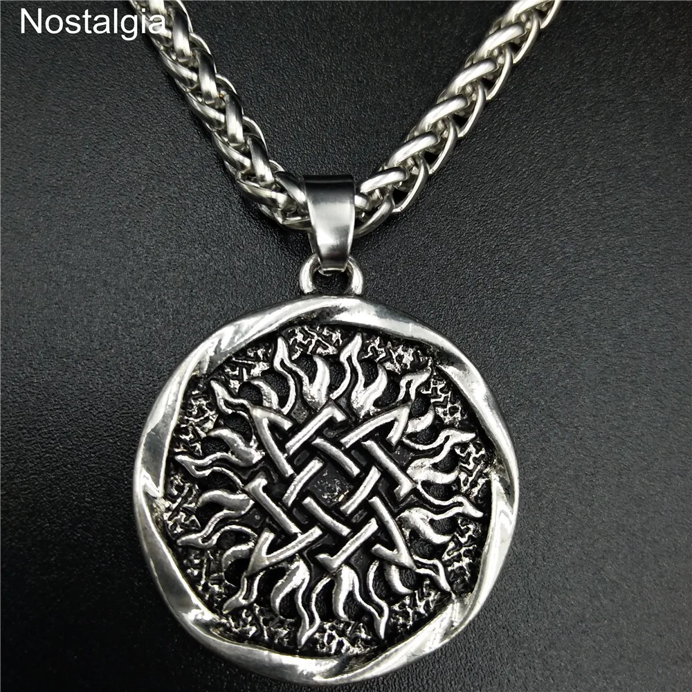 Amulet necklace Slavic Rune Paganism Kolovrat Pendant Necklaces Vintage Antique Solstice wheel Charm Talisman Wicca Jewelry