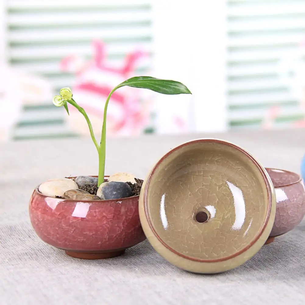 Cute Ice-Crack Ceramic Flower Pots for-Juicy Plants Small Bonsai Home and Garden Decor Succulent Plant Pots Home Decoration