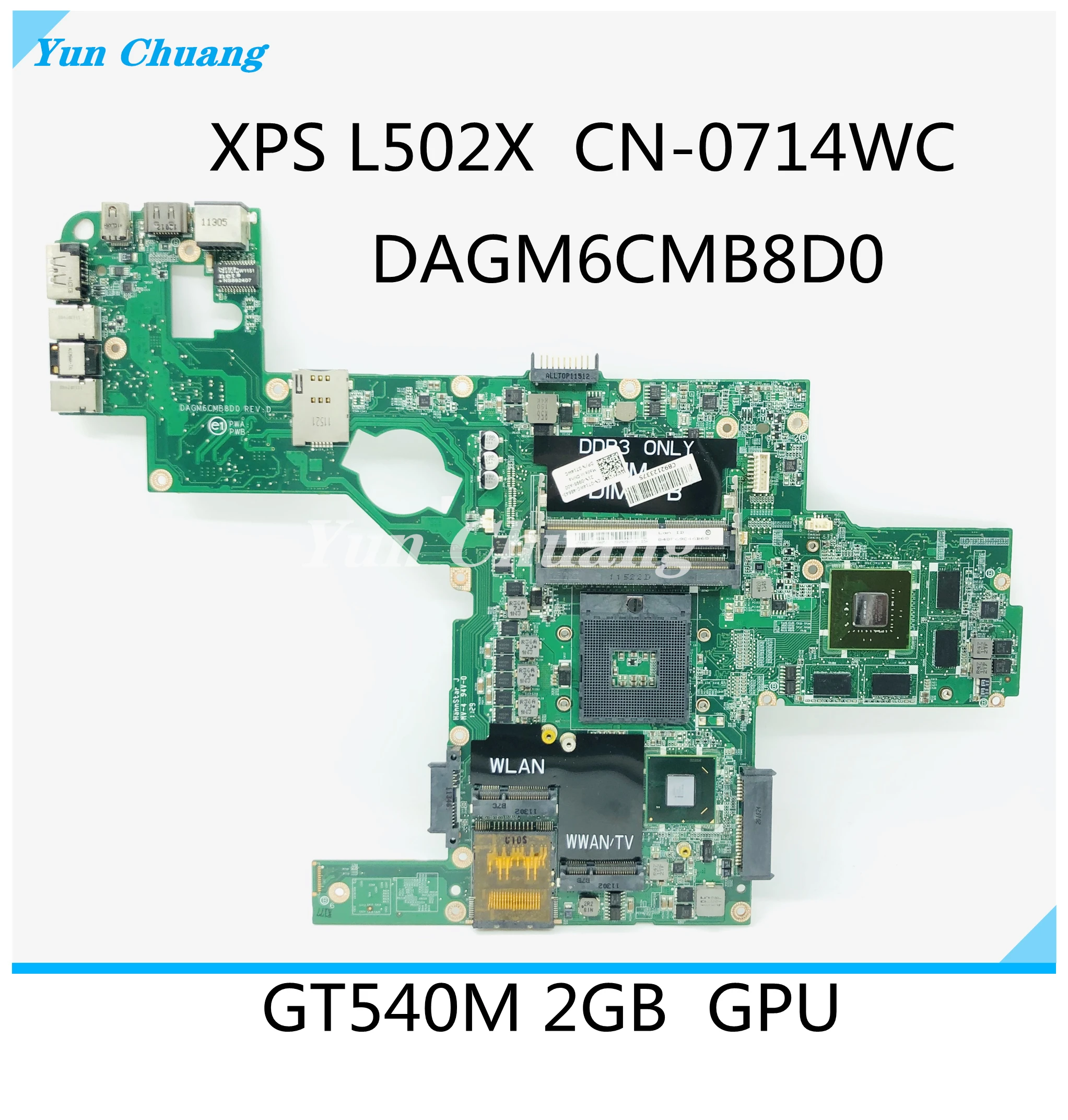 CN-0714WC 0714WC DAGM6CMB8D0 Mainboard For Dell XPS L502X laptop motherboard HM67 DDR3 GT540M 2GB GPU Test 100% work Mainboard