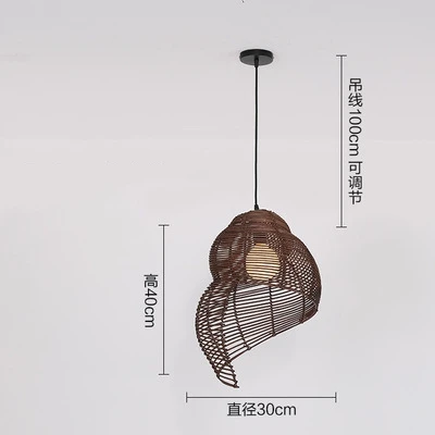 Bamboe hanglamp Creatieve geweven lamp Sea Snail Scandinavische verlichting hout E27 LED Studie woonkamer rieten kroonluchter armaturen