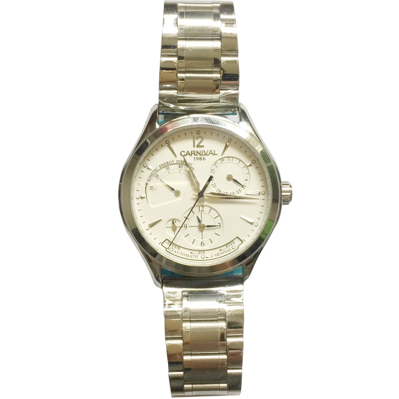 Carnival KARNEVAL Neue Dual Time Zone Uhren für Männer Automatische Multifunktions Männer Mechanische Armbanduhren Saphir Kalender Montre Homme 6