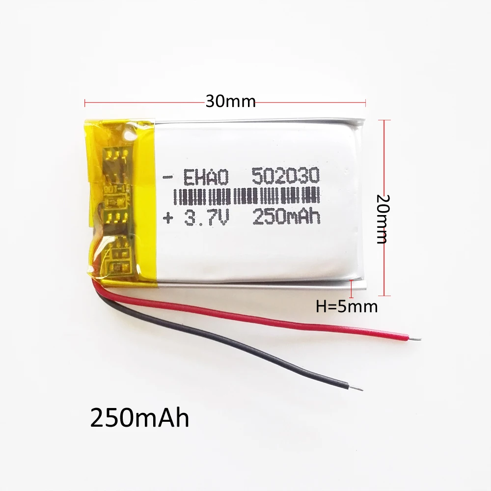 10 sztuk 3.7V 250mAh 502030 litowo-polimerowa LiPo akumulator komórki do Mp3 GPS część elektroniczna inteligentny zegarek