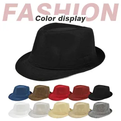 New Fashion Linen Short Sleeve Fedora Hat For Men British style gentleman Black Jazz Cap Women chapeu Panama fedoras