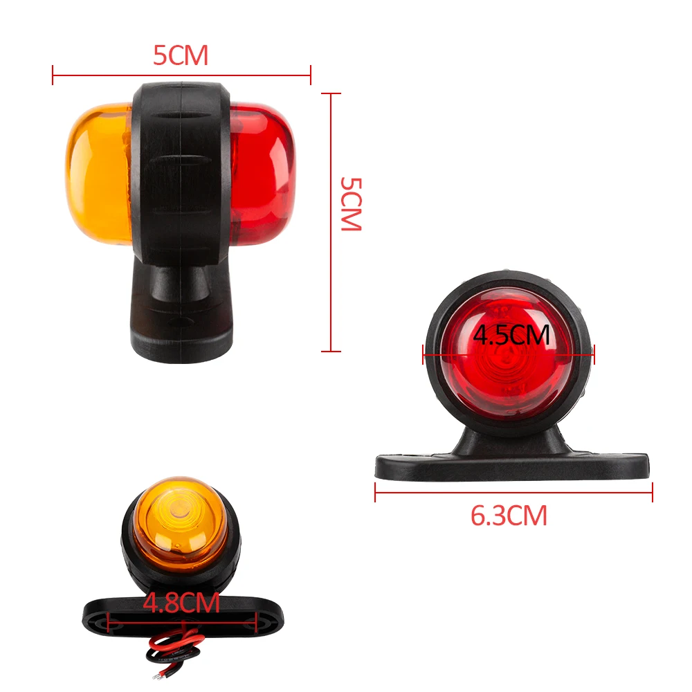 Caminhão Trailer LED Lights, Side Marker Position Lamp, Lorry Tractor Clearance Lamps, Luz de estacionamento, vermelho, branco, âmbar, 12V, 24V, 2Pcs