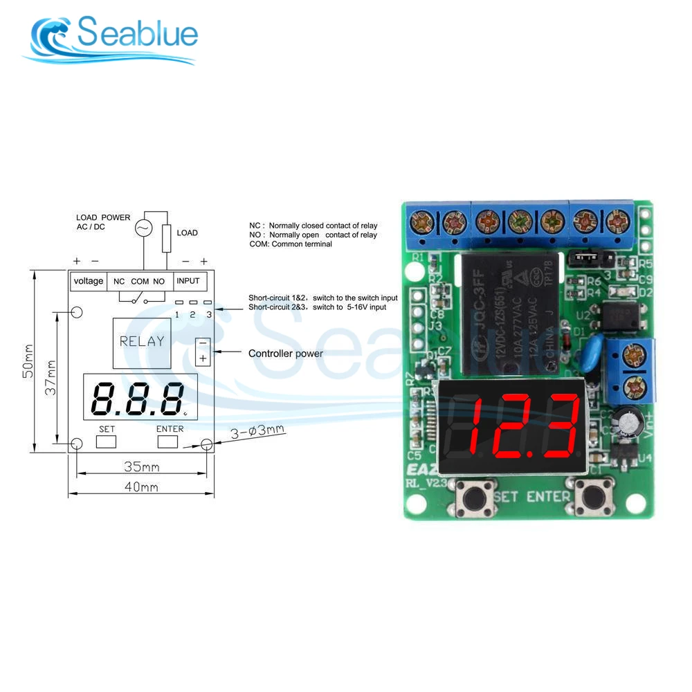 DC 12V/24V LED Digital Relay Switch Control Board Module Relay Module Voltage Detection Charging Discharge Monitor Test