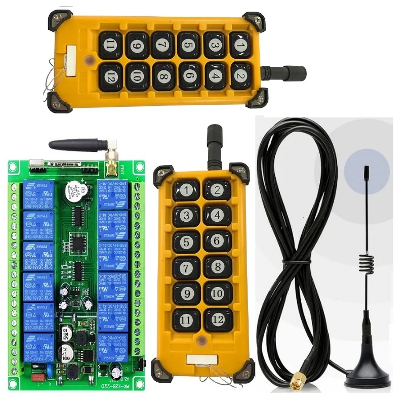 3000m Industrial  DC 12V 24V 36V 48V 12CH  RF Wireless Remote Control Overhead travelling crane System Receiver Digital key RE