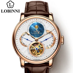 LOBINNI Rom zifferblatt uhren herren 2020 relogio masculino Automatische getriebe Mechanische Marken stahl orologio Leder Kosten handgelenk uhr