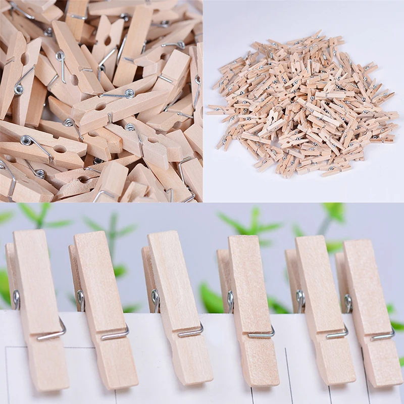 50x25MM Mini Natural Wooden Clothe Photo Paper Peg Clothespin Craft Clips Arts Postcard Clips Home Wedding Christmas Decoration