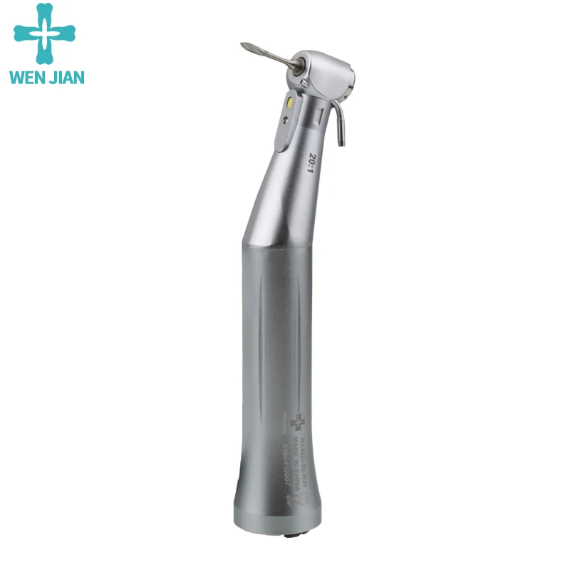 WenJian Dental Implant Handpiece Low Speed Push Button Contra Angle LED Light Fiber Optic Ration 20:1 Dentist Tools