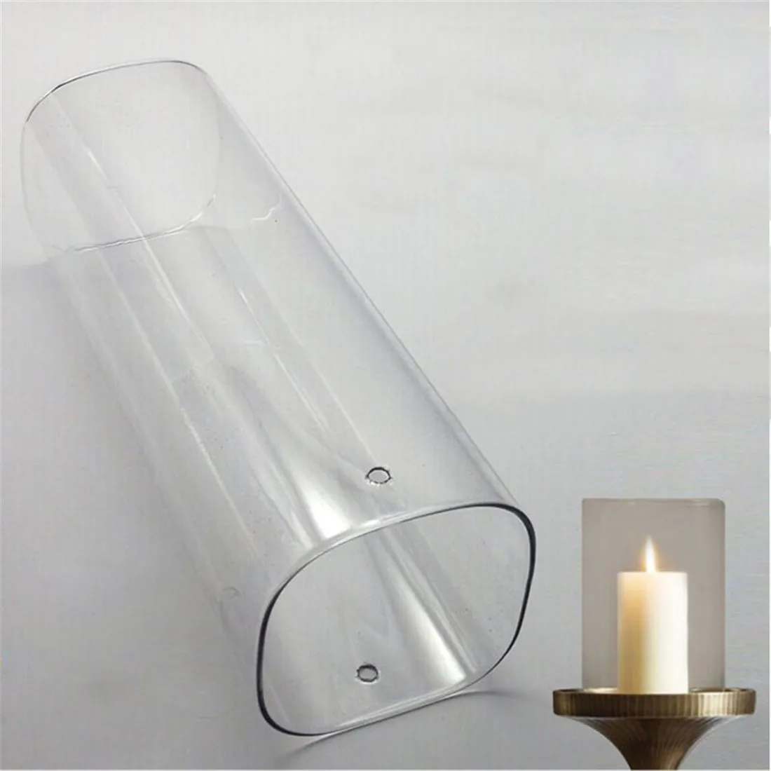 Clear Square Cylinder Glass Shade Replacement for Candlestick Lamp Transparent Long Tube Glass Lampshade for Lighting Parts