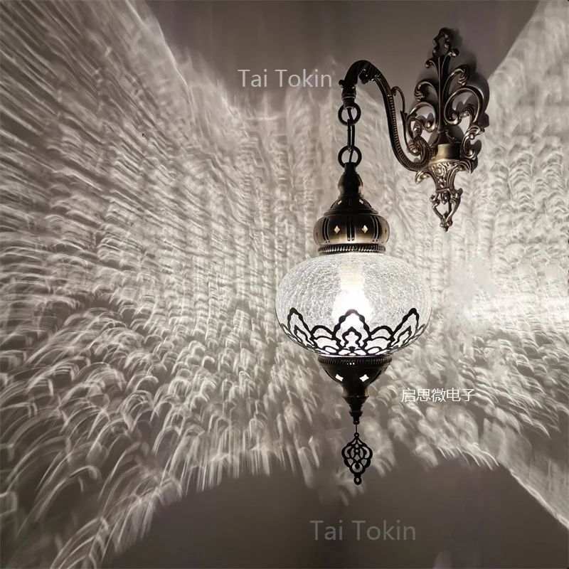 Mediterranean Style Art Deco Turkish Ice-cracked Wall Lamp  Vintage Exotic Restaurant Hotel Bar Cafe Bedroom Decoration
