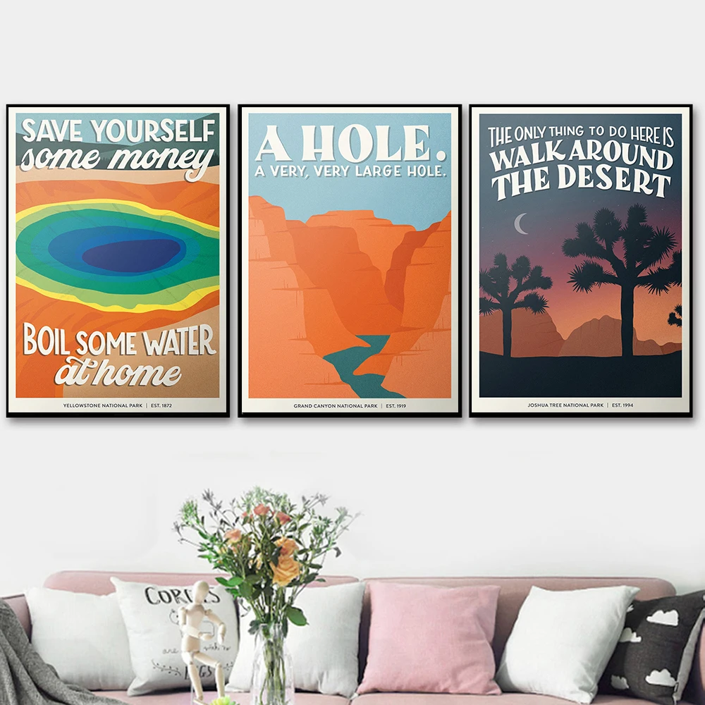 Joshua Tree Print National Park Poster Subpar Parks Wall Art Yellowstone Canvas Art Modern Gift Idea Home Decor For Living Room